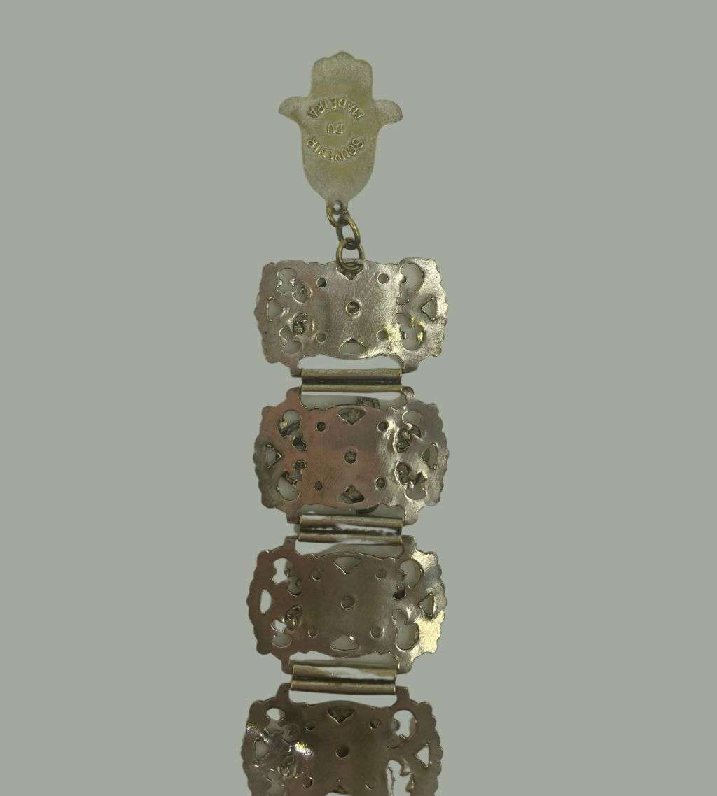 Vintage Madeira Portugal Silver-Plated Brass Souvenir Bracelet with Embossed Swords - Reduced