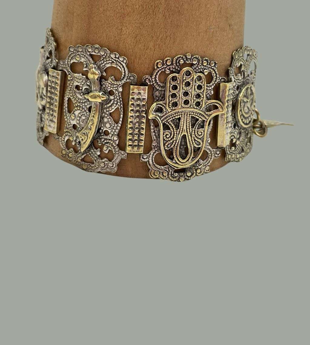 Vintage Madeira Portugal Silver-Plated Brass Souvenir Bracelet with Embossed Swords - Reduced