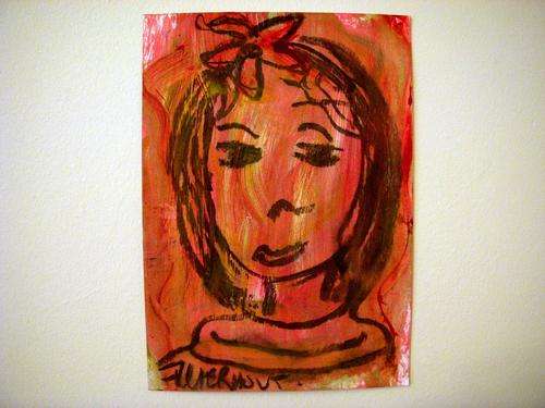 Original Claerhout "Girl" Mixed media on paper; A4 size