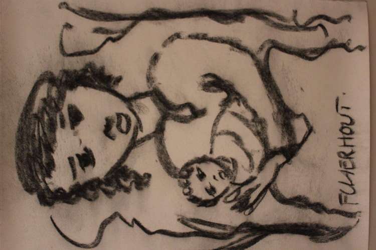 Frans Claerhout with certificate of authenticity; 765x570mm; Charcoal on thick artist paper