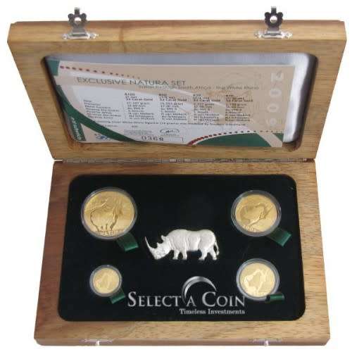 2008 Natura Exclusive Set - The White Rhino 1 Oz. Gold Coin