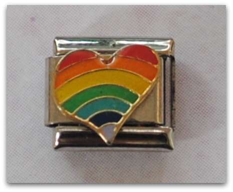 ITALIAN CHARMS - RAINBOW HEART (FITS NOMINATION)