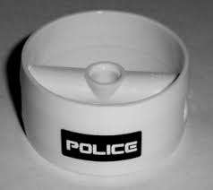 SET 5971: WHITE CYLINDER WITH POLICE STICKERS 4X4X1 2/3 WITH PIN HOLES & CENTRE BAR