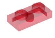 LEGO TRANS RED PLATE 1X2