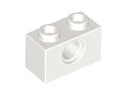 LEGO WHITE TECHNIC BRICK 1X2 WITH HOLE