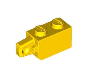LEGO YELLOW HINGE BRICK 1 X 2 LOCKING WITH SINGLE FINGER VERTICAL END