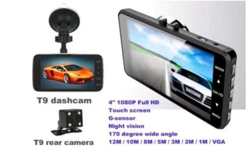 New T9 Full HD 1080p Dual Camera Vehicle Black Box Car DVR with reverse assist - dash cam