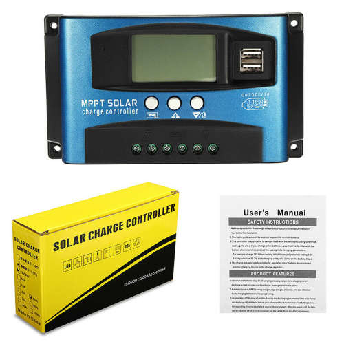 Mppt Solar Panel Regulator Battery Solar Charger Controller 12/24V with Lcd Usb 50A
