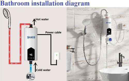 Sharb 5500W Mini Tankless Electric Water Heater - Instant water Heater for Kitchen / Bathroom Shower