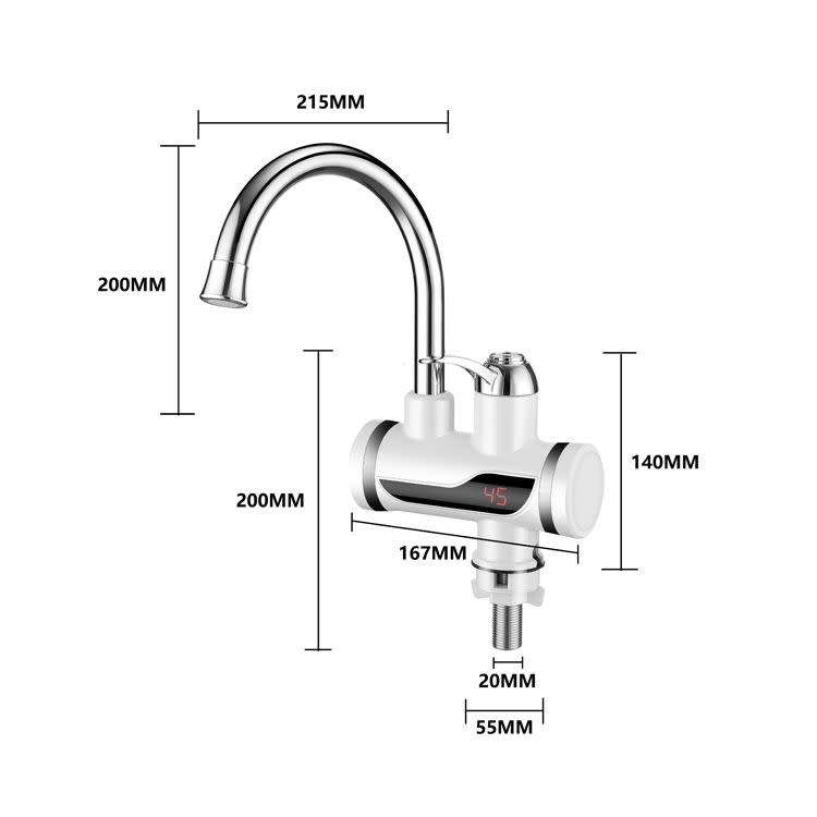 Instant Hot Water Bathroom & Kitchen Mixer Tap - Electrically Heated