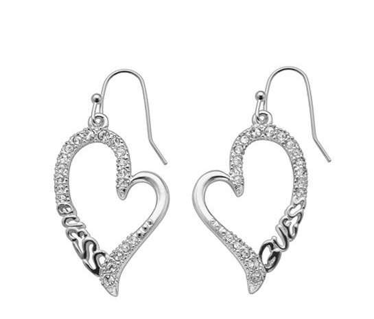 brand new GUESS heart Crystal Dangle pierced earrings