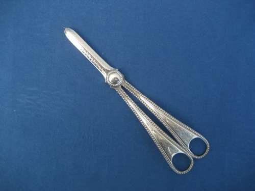 DECORATIVE WALKER & HALL SILVER PLATE GRAPE SCISSORS ANTIQUE BRIGHT CUT