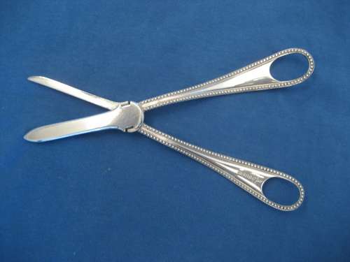 DECORATIVE WALKER & HALL SILVER PLATE GRAPE SCISSORS ANTIQUE BRIGHT CUT