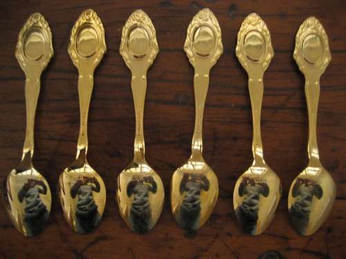 SET OF 6 VINTAGE 24 CARAT GOLD PLATED BARONESS EETRITE TEASPOONS IN ORIGINAL BOX