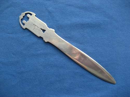 Rare Vintage Silver Plated  Paper Knife Copenhagen Denmark Figural Handle