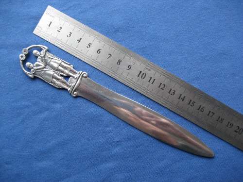 Rare Vintage Silver Plated  Paper Knife Copenhagen Denmark Figural Handle