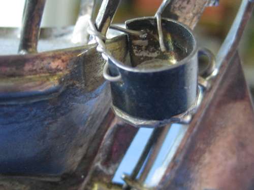 Sterling Silver Model of an Arabian Dhow stamped 925 on Blue Felt Plinth
