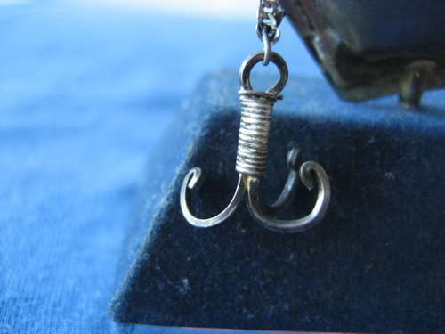 Sterling Silver Model of an Arabian Dhow stamped 925 on Blue Felt Plinth