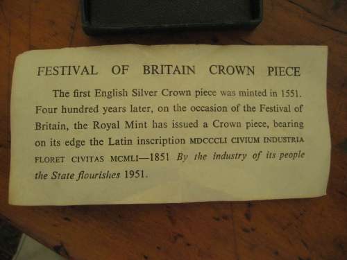 1951 George VI Festival of Britain Crown Uncirculated in original Box with Insert
