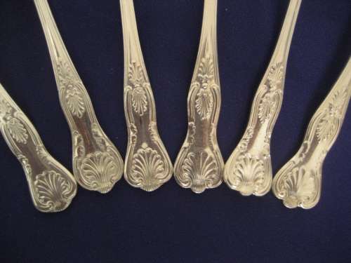 Six Kings Pattern Silver Plated Soup Spoons