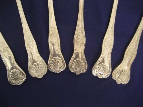 Six Kings Pattern Silver Plated Soup Spoons