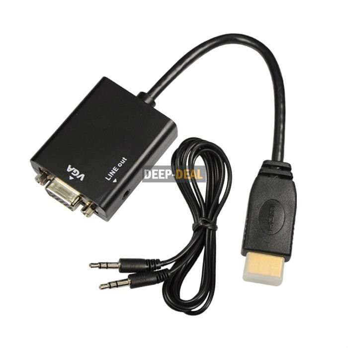 HDMI Gold Male to VGA +Audio HD Video Audio Cable Converter Adapter