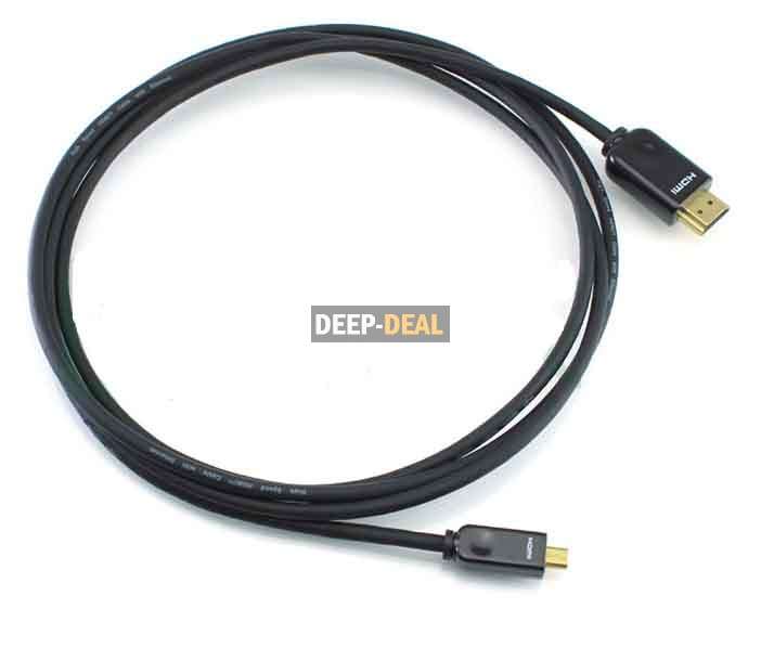 High Speed Micro-HDMI to HDMI Cable with Ethernet black 3m
