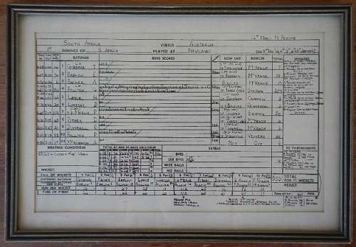 Score card of 1967 cricket test SA v Australia and some old pictures