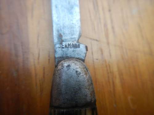 Vintage brass multi tool and 2x pocket knives