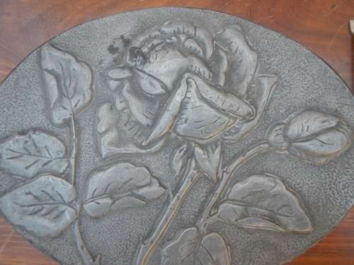 Antique pewter hand mirror