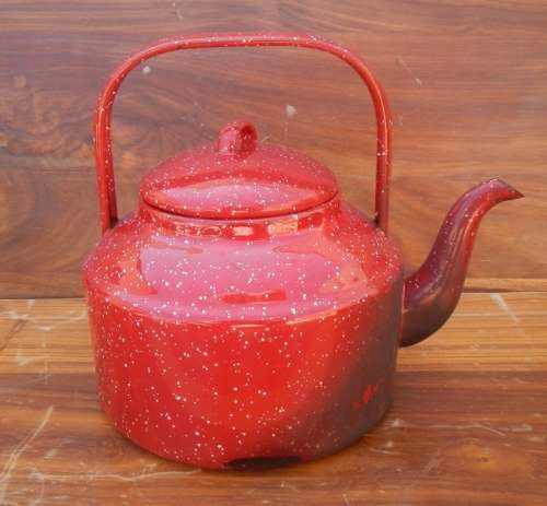 Red enamel coffee pot