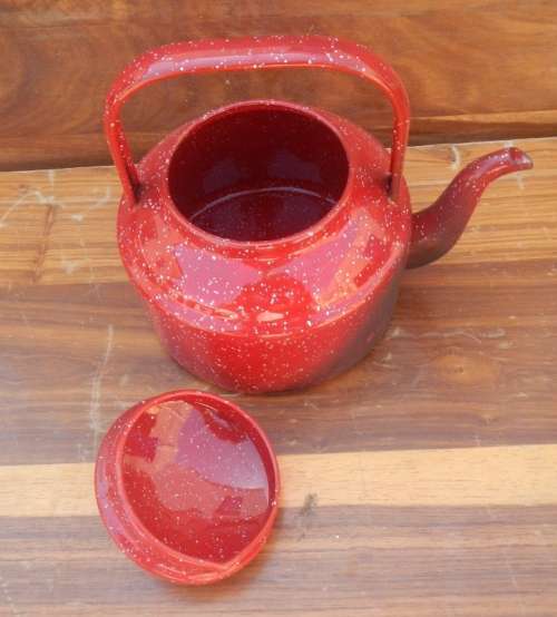 Red enamel coffee pot