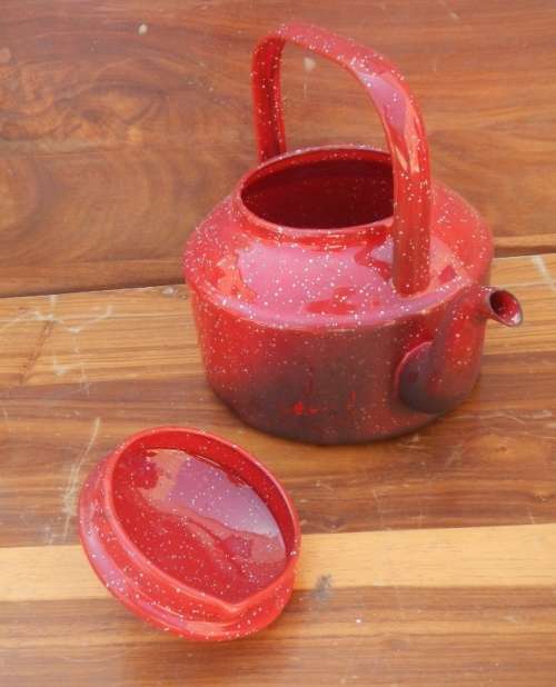Red enamel coffee pot
