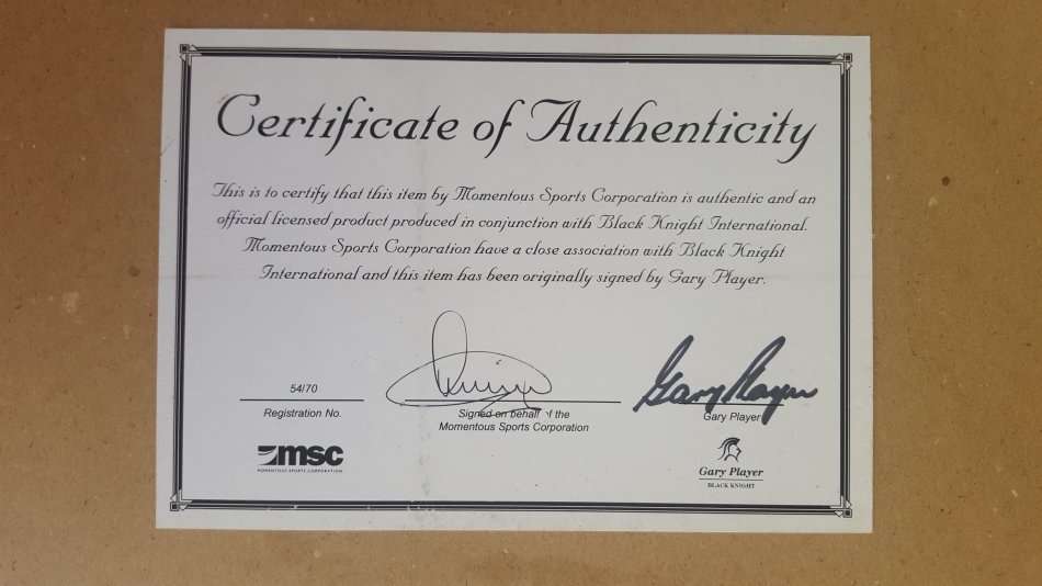 Autographed Gary Player gold club