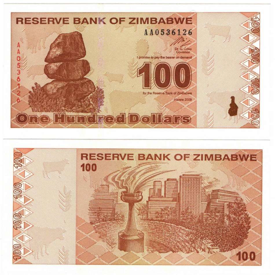 Zimbabwe - 100 Dollars 2009 UNC