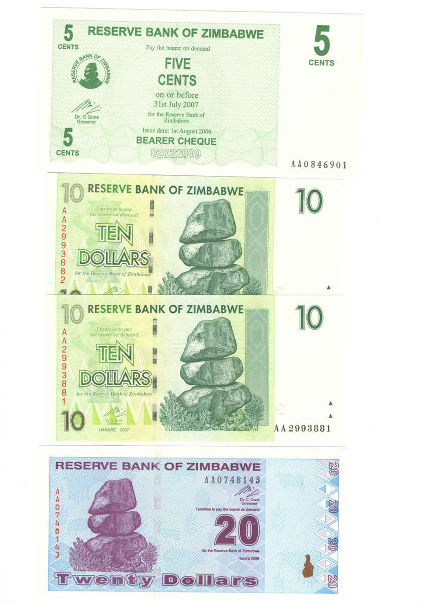 Zimbabwe - 4 Banknotes only for Pana