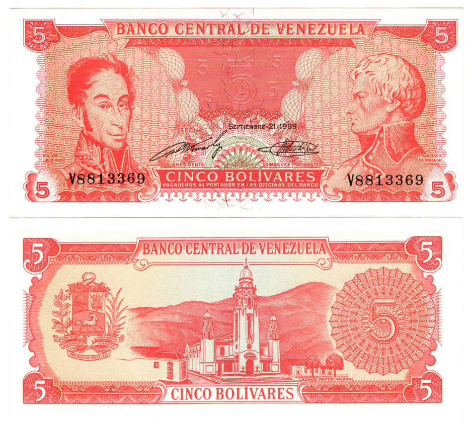 Venezuela - 5 Bolivares 1989 UNC