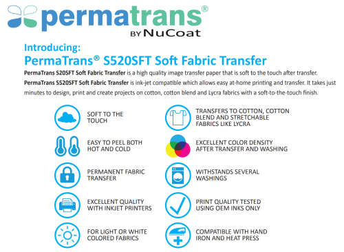 PERMA TRANS® Inkjet Light Heat Transfer Paper - 10 Sheets