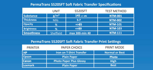 PERMA TRANS® Inkjet Light Heat Transfer Paper - 10 Sheets