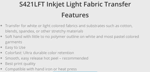 PERMA TRANS® Inkjet Light Heat Transfer Paper - 10 Sheets