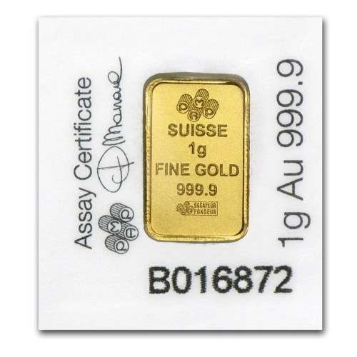 1 gram Gold Bar - PAMP Suisse - Multigram (In Assay)