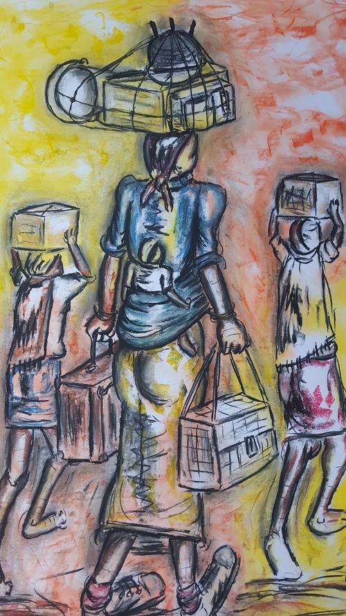 Original Selesho-BIG Bonanza  painting for sale -X LARGE- 860MMX 610MM-VALUED AT R5000