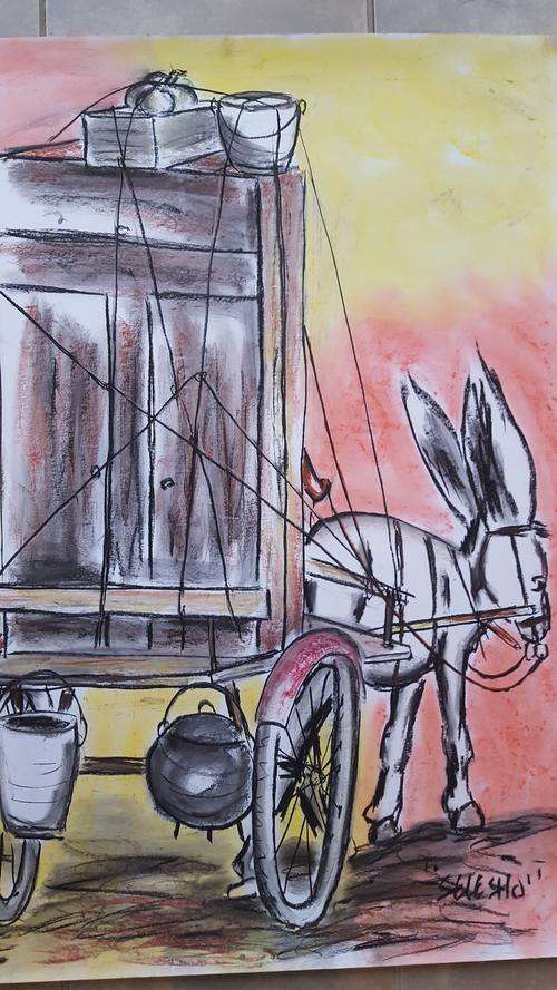 CHRISTMAS sale  -Original Selesho BIG Painting  -X LARGE- 860MMX 610MM-VALUED AT R5000