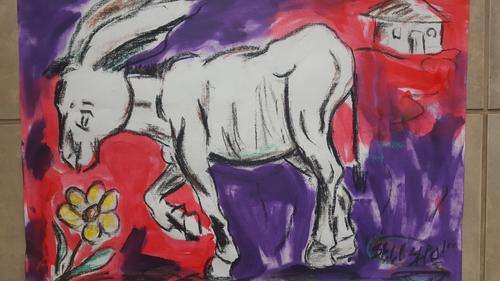 Original Selesho- BIG  multimedia Painting  -X LARGE- 600MMX 420MM-VALUED AT R7000