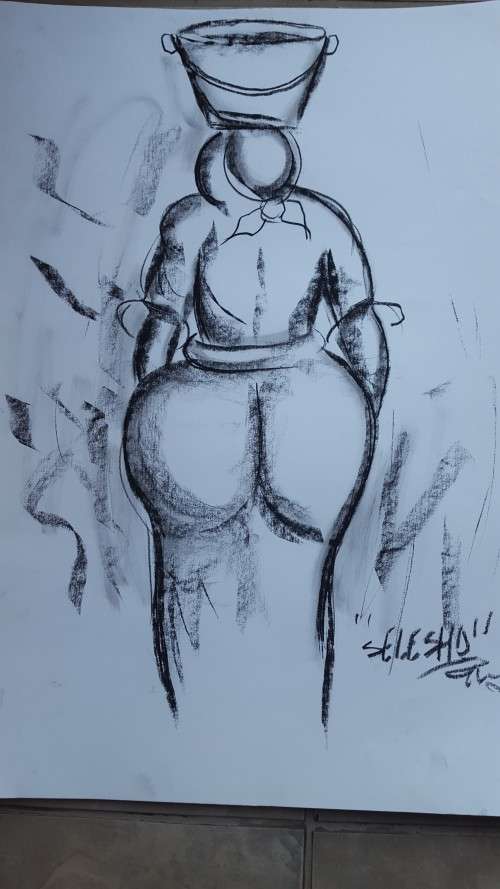 LATE ENTRY Original Selesho- BIG  Painting -X LARGE- 600MMX 420MM-VALUED AT R2000