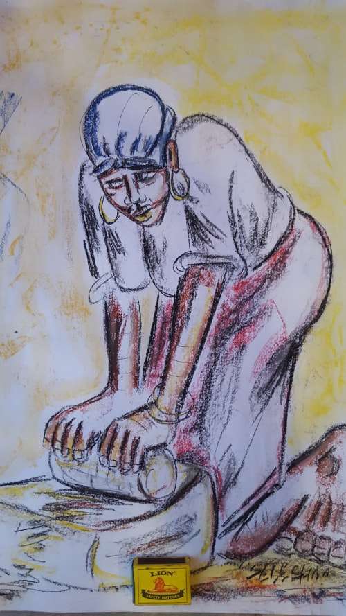 VERY LATE ENTRY-Original Selesho- BIG  Painting -X LARGE- 600MMX 420MM-VALUED AT R7000