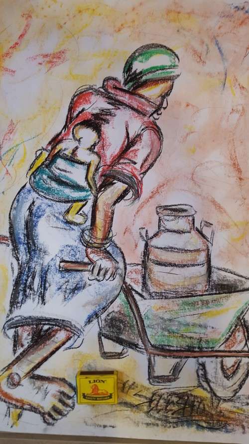 VERY very LATE ENTRY-Original Selesho- BIG  Painting -X LARGE- 600MMX 420MM-VALUED AT R7000