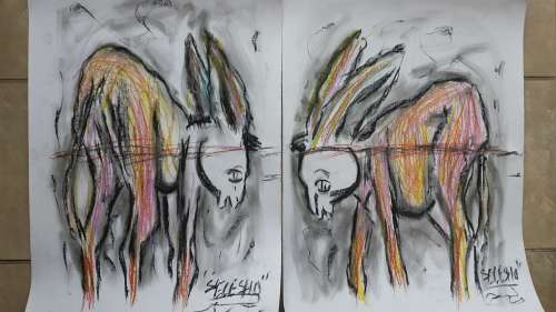 Original Selesho-2 X BIG  Painting -X LARGE- 600MMX 420MM-VALUED AT R7000
