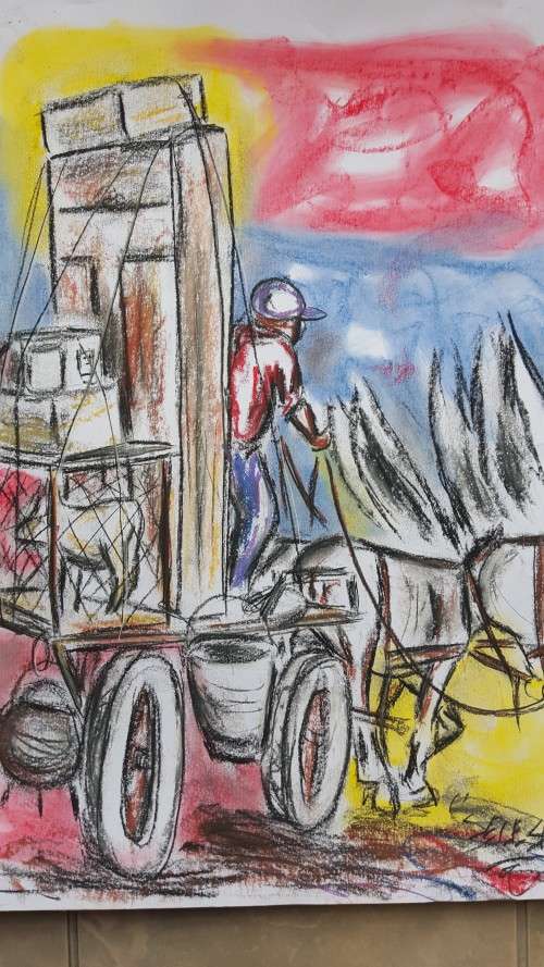 DONKEY FESTIVAL Original Selesho- BIG  Painting -X LARGE- 600MMX 420MM-VALUED AT R7000