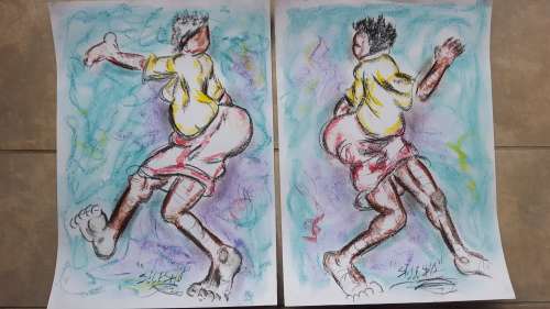 Original Selesho-  2 X BIG  Painting -X LARGE- 600MMX 420MM-VALUED AT R7000